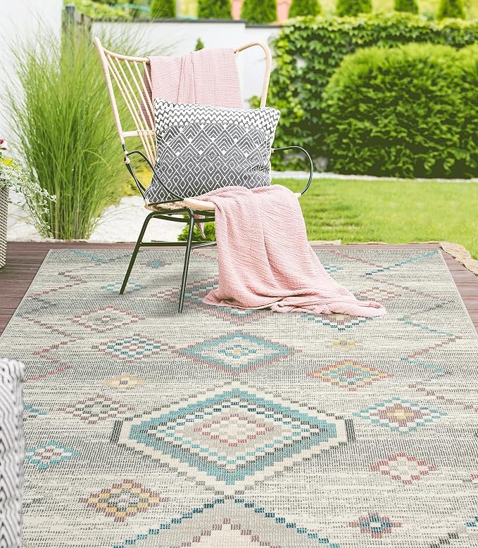 Detalle de The Carpet Palma - Alfombra Resistente UV, 120x170 cm, Crema