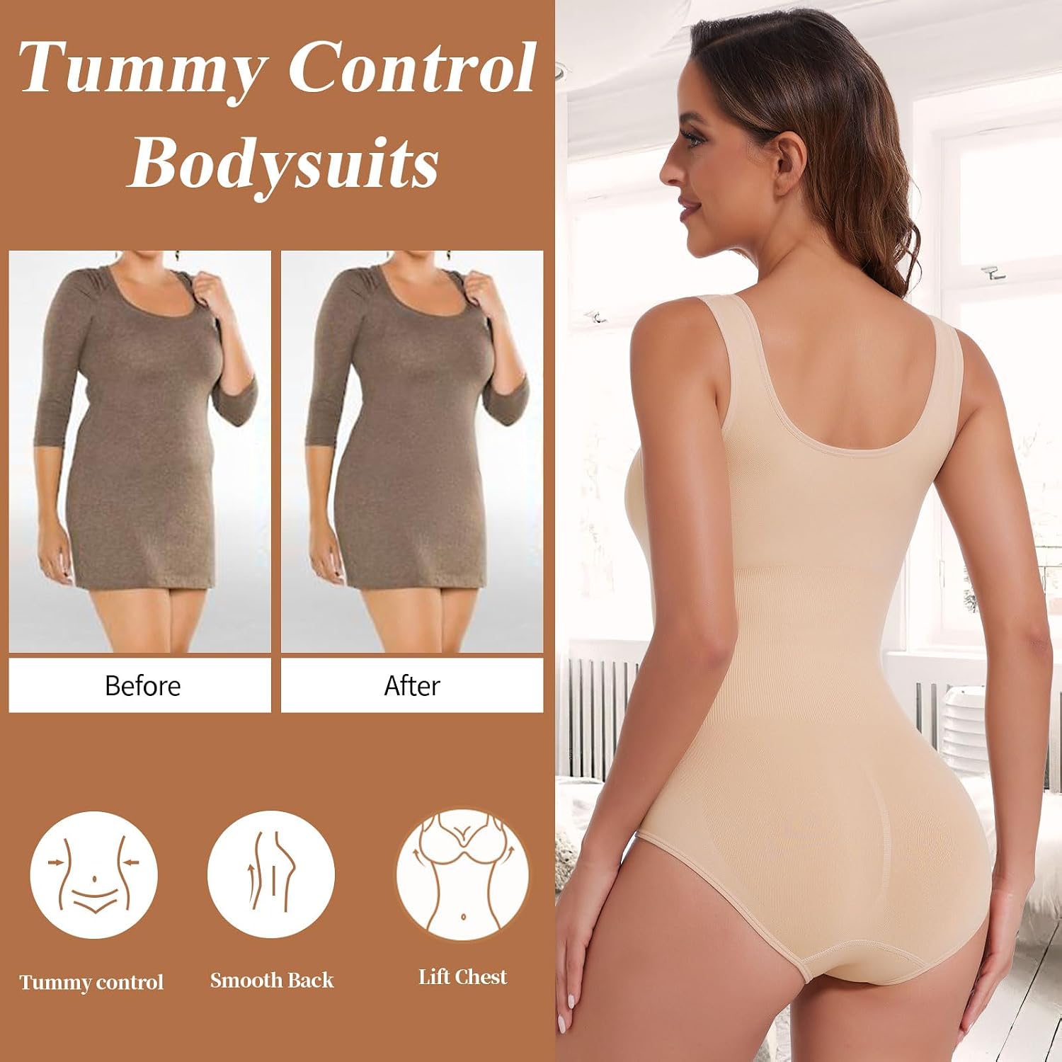 Detalle de Joyshaper Shapewear Damen Body Shaper „Bauchweg“ – formendes Tank-Top mit Haken-Ösen