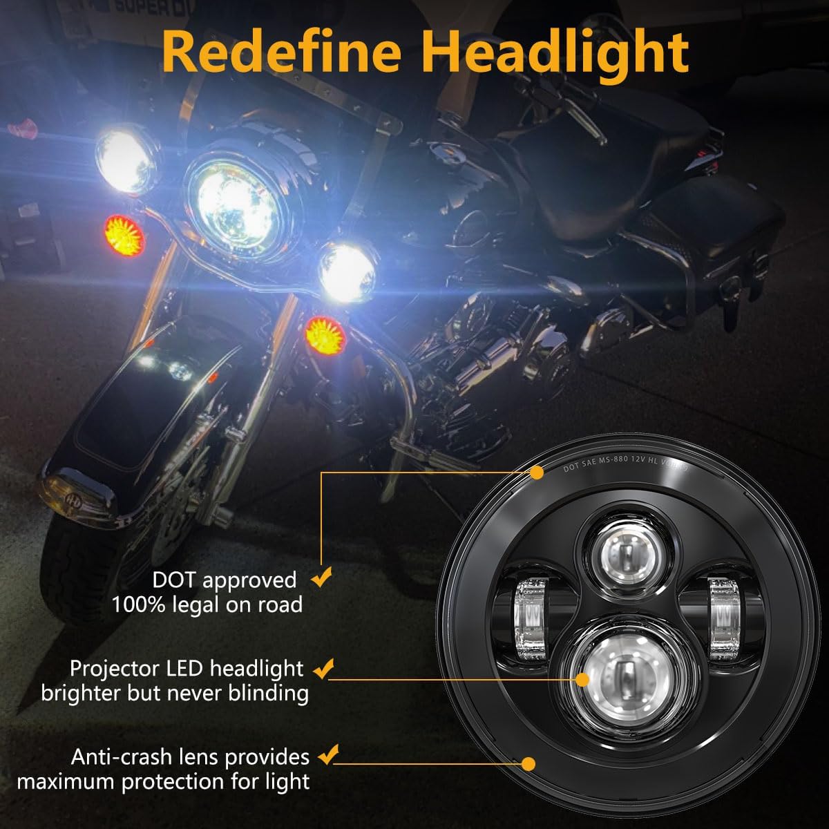Thumbnail 1 de TRUCKMALL 7 Inch LED Headlight for Harley