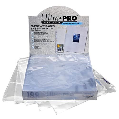 Detalle de Asmodee - ULTRA PRO Silver Series Feuilles de Classeur Pour Cartes à Collectionner (100 pages, 9 poches par page, 1800 cartes) - Compatible Pokémon, Magic, Yu-Gi-Oh