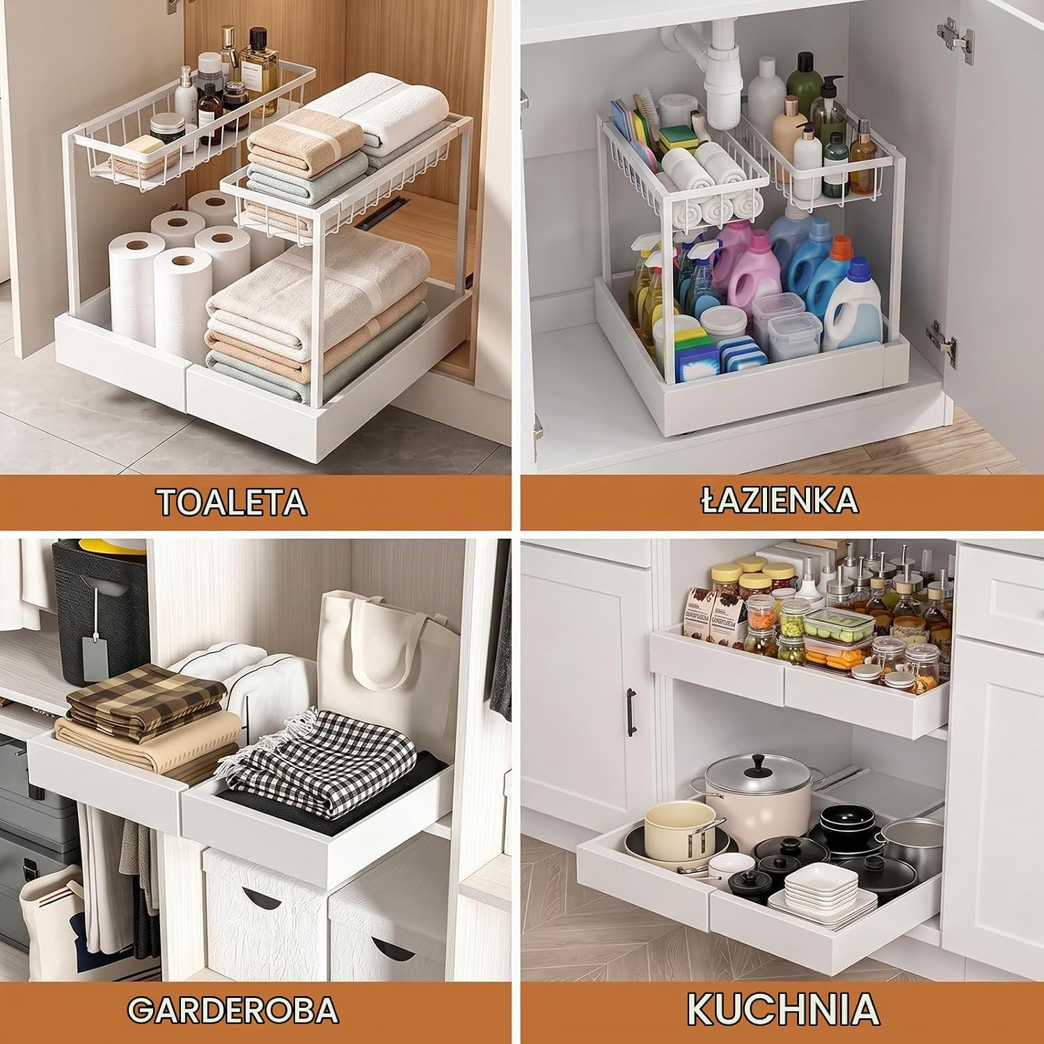 Thumbnail 6 de Sampoes GKMB0054 – metalowy organizer pod zlew, 2 poziomy i wysuwana szuflada