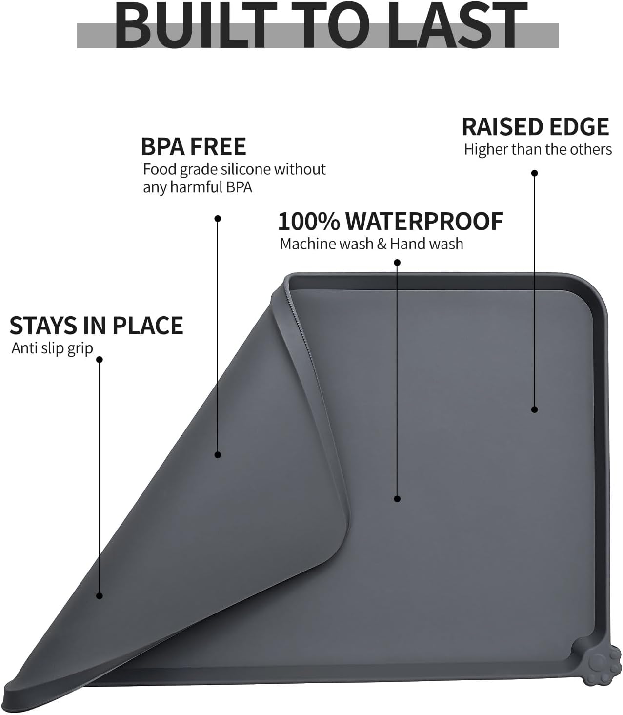 Detalle de Reopet Waterproof Pet Feeding Mat with Raised Non-Slip Silicone Edges