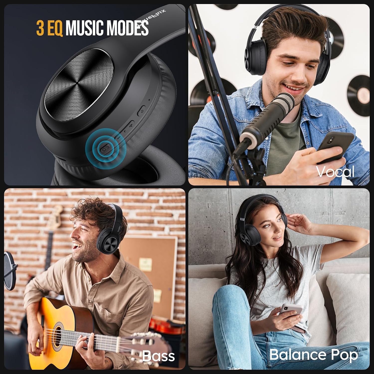 Detalle 2 de TuneFlux Wireless Bluetooth Headphones Over Ear 80H Playtime ⌛