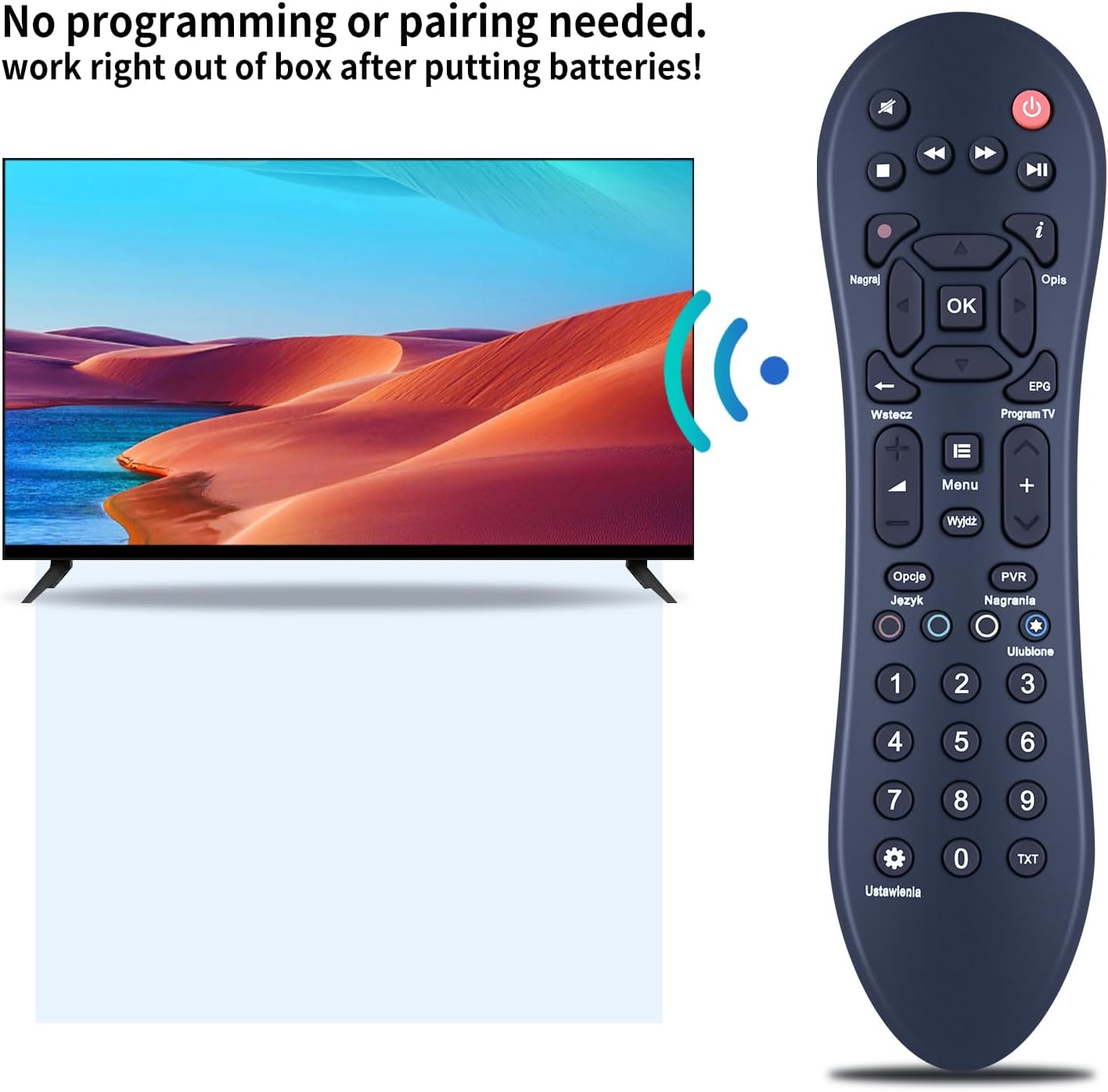 Detalle 2 de TCNOUMT Replacement Remote for Pilot Cyfrowy Polsat EvoBox HD7000/HD3000/HD5000/HD2000/HD6000/HD1000