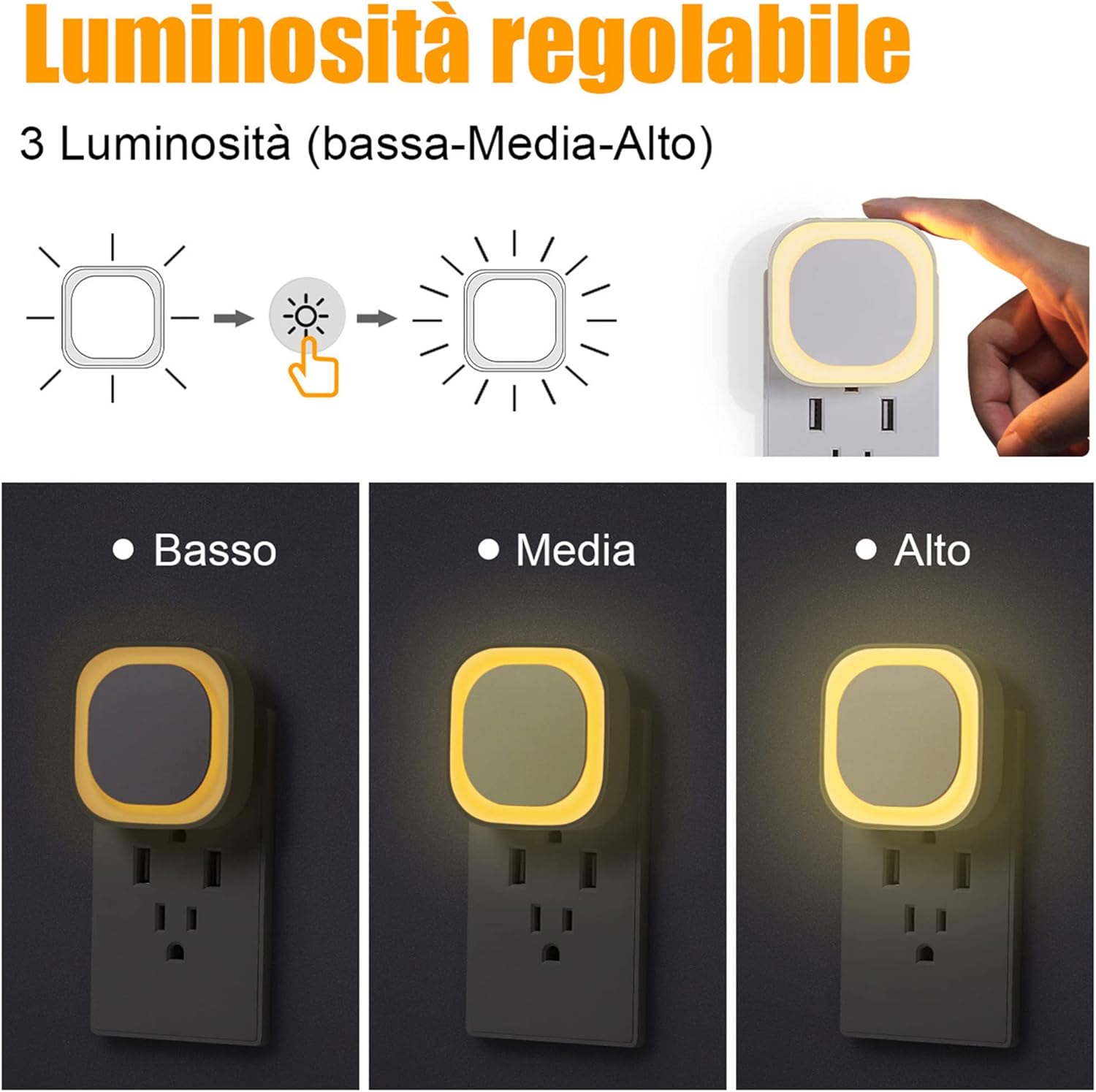 Thumbnail 1 de YUNLEX Presa di luce notturna sensore crepuscolare 3 livelli 🌙