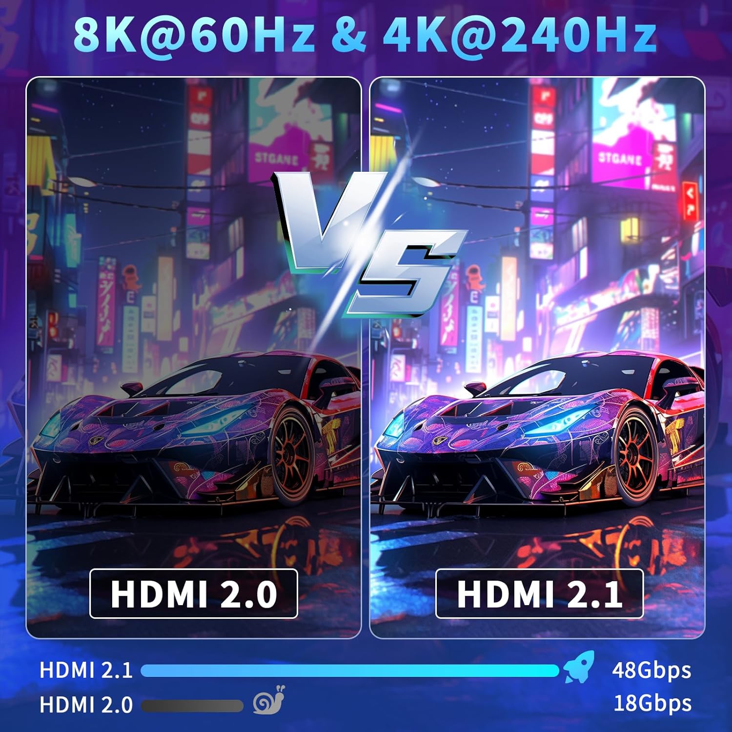 Thumbnail 1 de Vecbmn HDMI-Kabel 2 m HDMI 2.1 (8K@60Hz, 4K@120Hz, 48 Gbps) mit Dolby Atmos