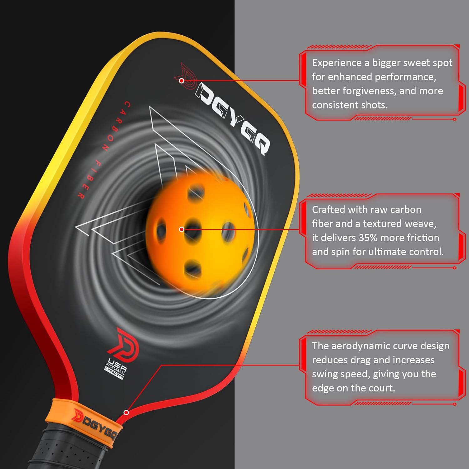 Detalle de DGYGQ Pickleball Paddle — Carbon Fiber Precision