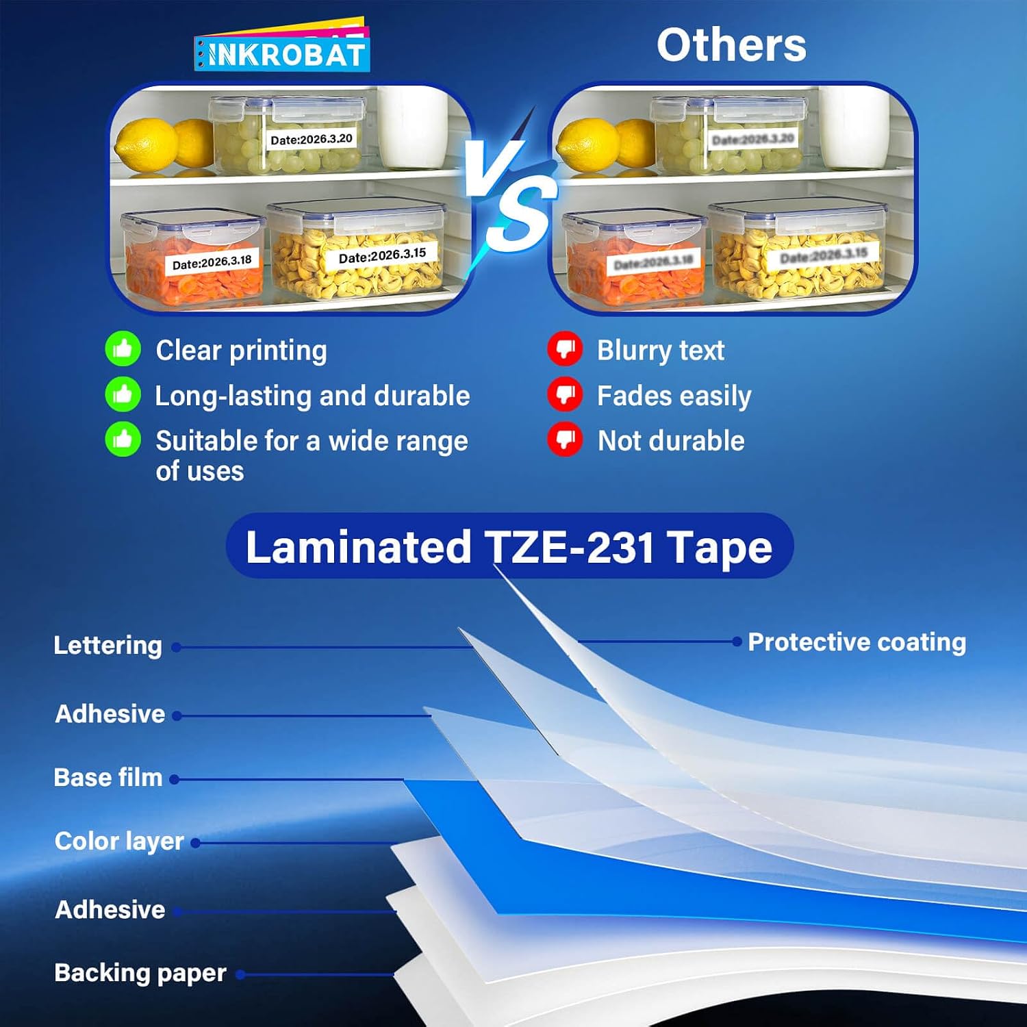 Thumbnail 5 de TZE-231 12mm Laminated Label Tape (7-Pack) for P-touch – Black on White