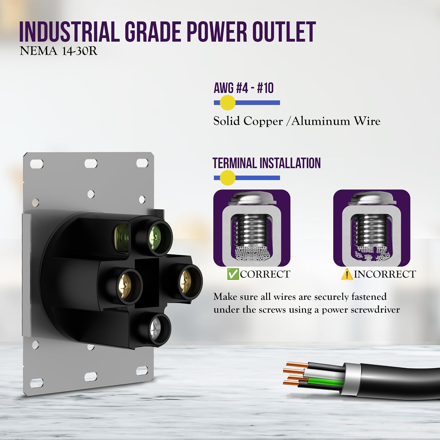 Detalle 1 de ENERLITES 66500-BK 50A NEMA 14-50R Receptacle, Black, 125/250V