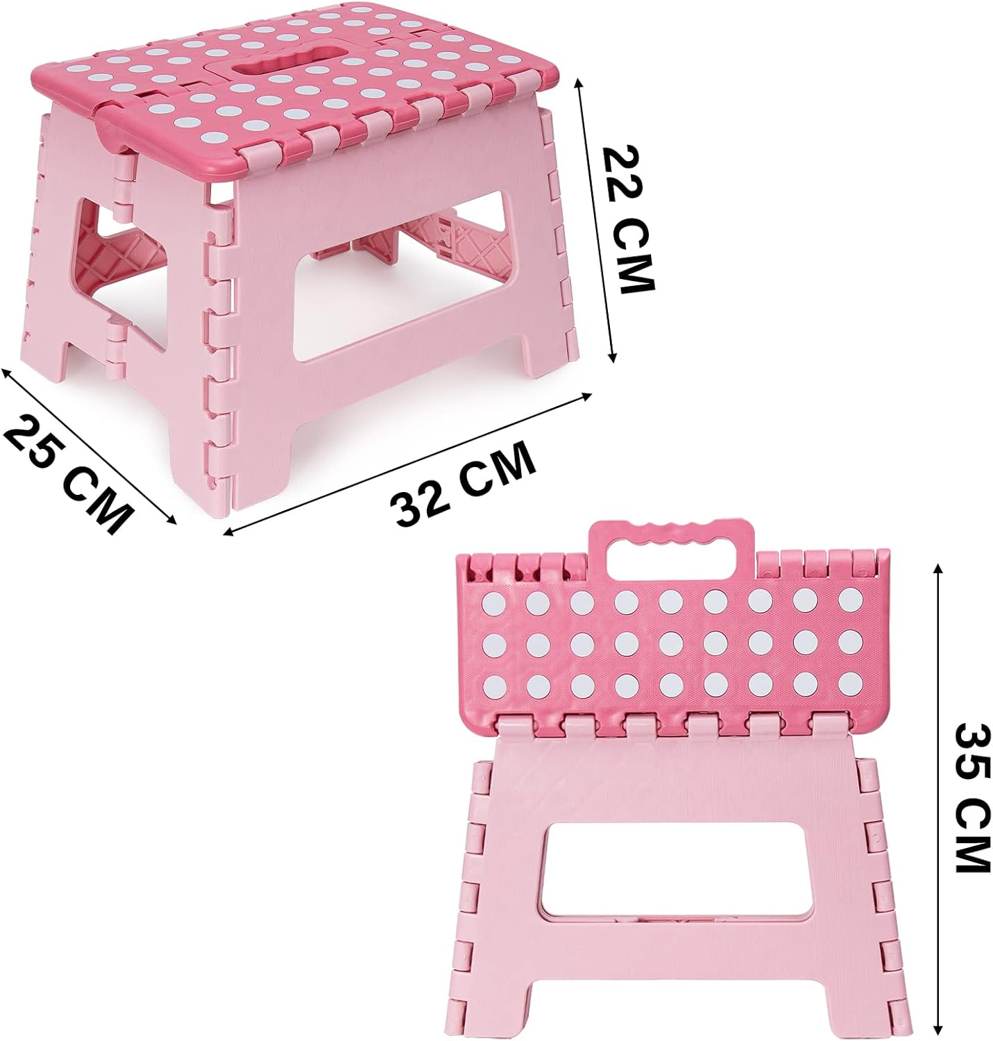 Thumbnail 5 de Kids Folding Step Stool - Sturdy, Anti-slip Foldable Stool for Home and Outdoors (Pink)