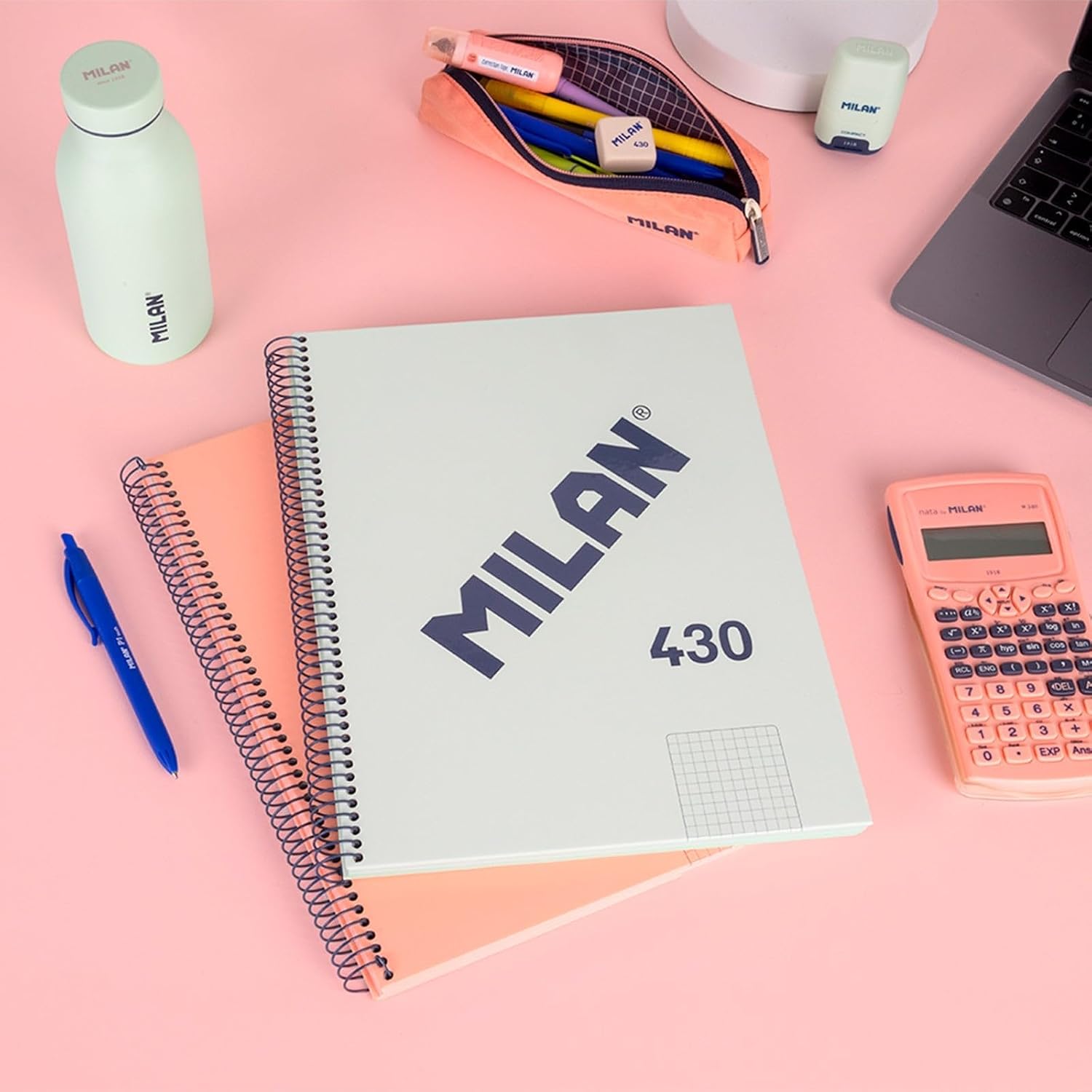 Detalle 2 de MILAN® 1918 spiraalblok A4, 80 vellen, gelinieerd papier, blauw