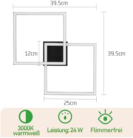 Detalle 2 de cupgow PC-JX – czarna lampa sufitowa LED 24 W, ciepłe światło 3000 K