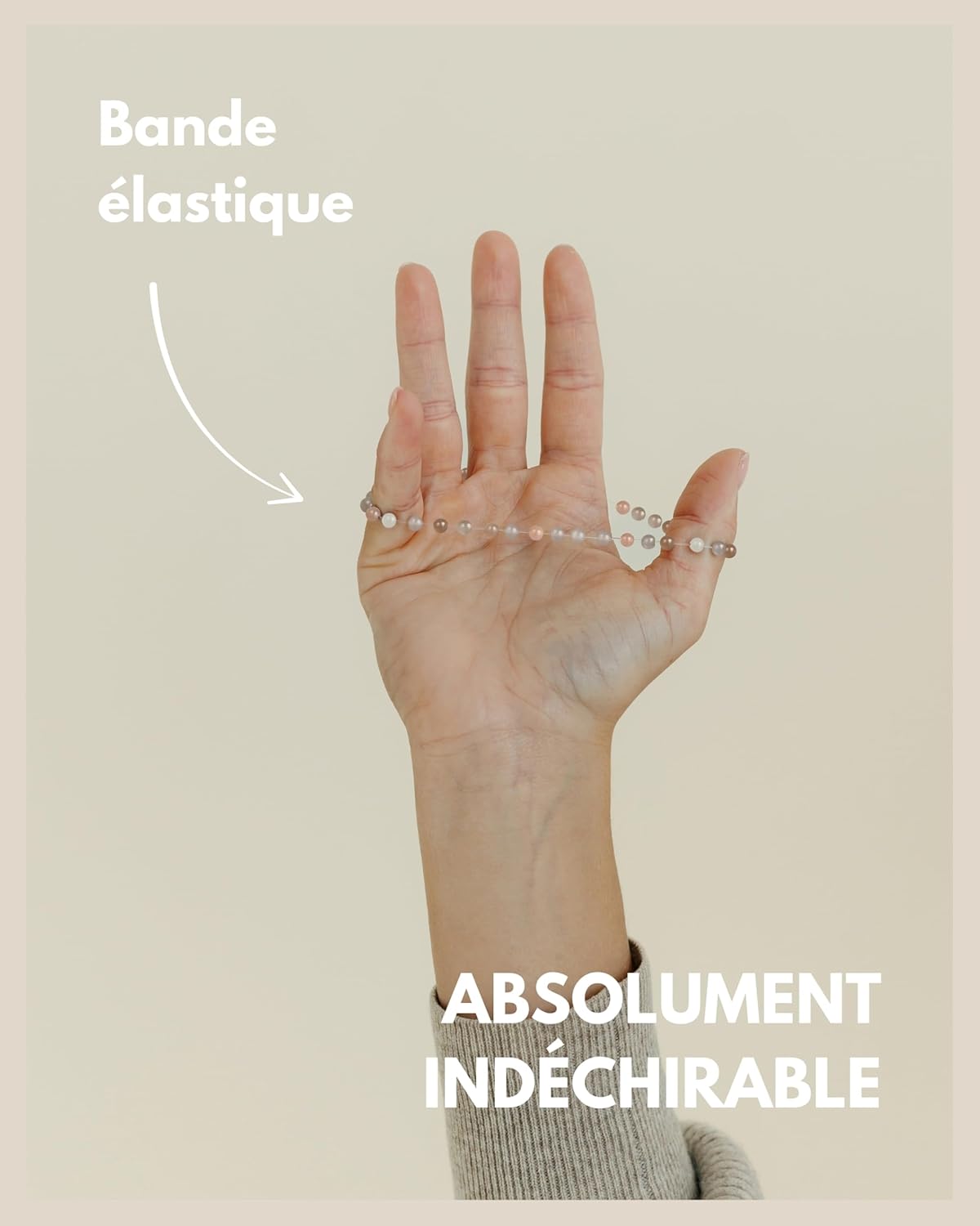 Detalle de Bracelet en perles naturelles et argent 925 — Bracelet en pierres précieuses 4 mm pour femme