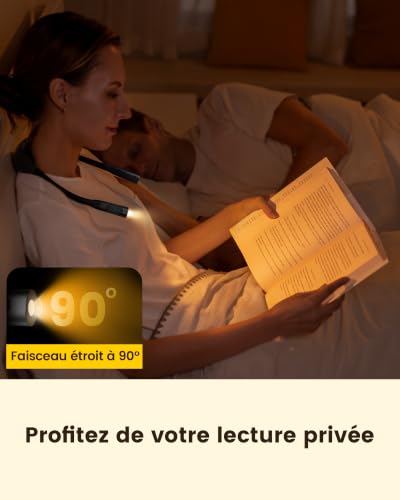 Thumbnail 6 de Glocusent Lampe de Lecture pour Liseuse et Livre – Lampe à Suspendre Rechargeable, 100h d’autonomie, 5 niveaux et 5 températures de couleur (Noir)