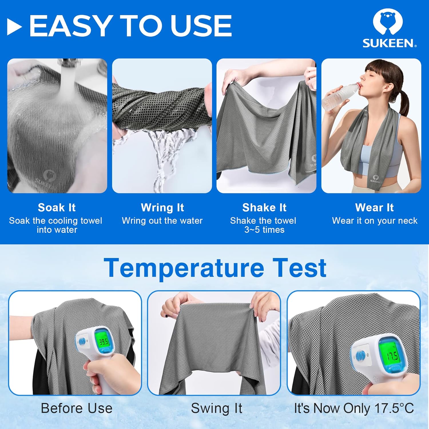 Thumbnail 1 de Sukeen Cooling Towel 4 Pack – Instant Ice Cool Down Towel for Neck & Face