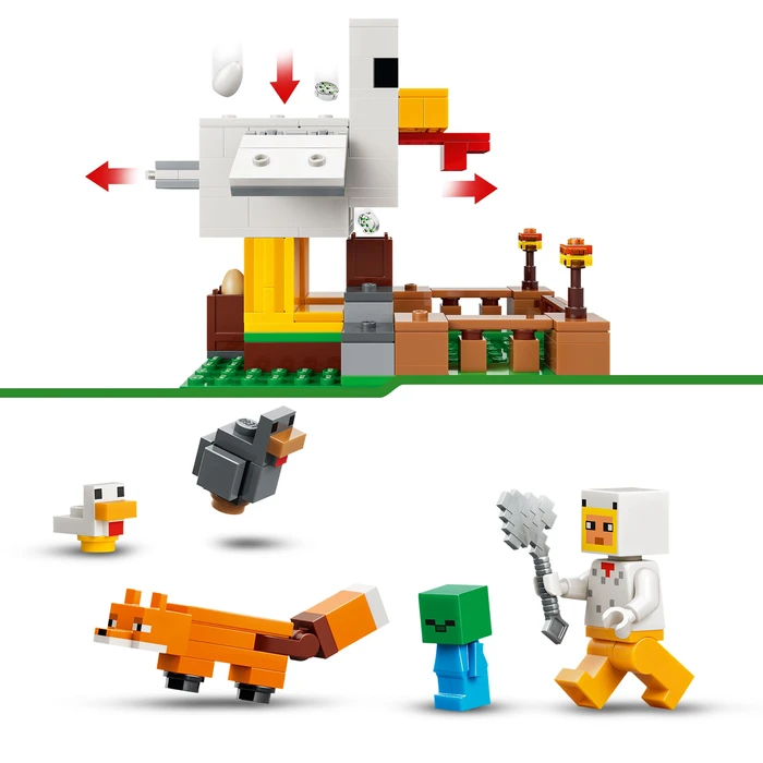 Thumbnail 2 de LEGO Minecraft Hühnerfarm 21585 – Bauernhof-Set mit Stall, Eierfunktion und Zaun