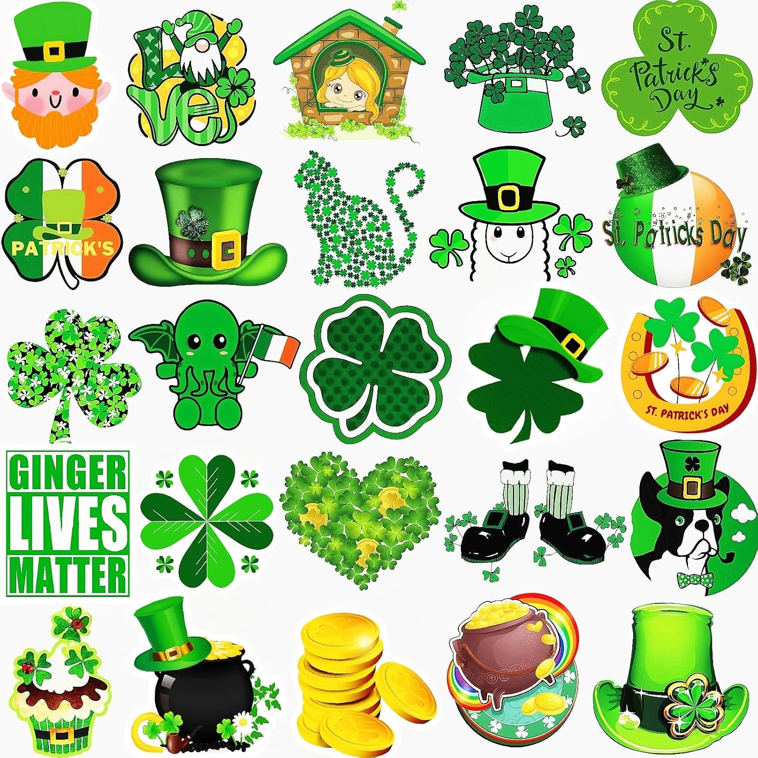 Thumbnail 1 de 300PCS St. Patrick’s Day Stickers for Kids — Waterproof Vinyl Irish Shamrock Stickers (PVC) for Water Bottles, Laptops & Crafts