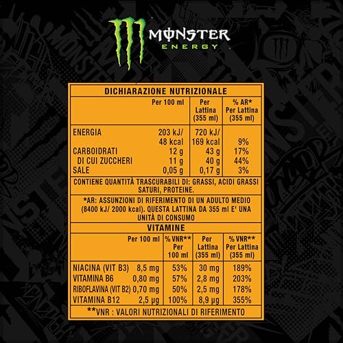 Detalle de Monster Energy Mango Loco: 24 lattine da 500 ml – energia esotica al mango