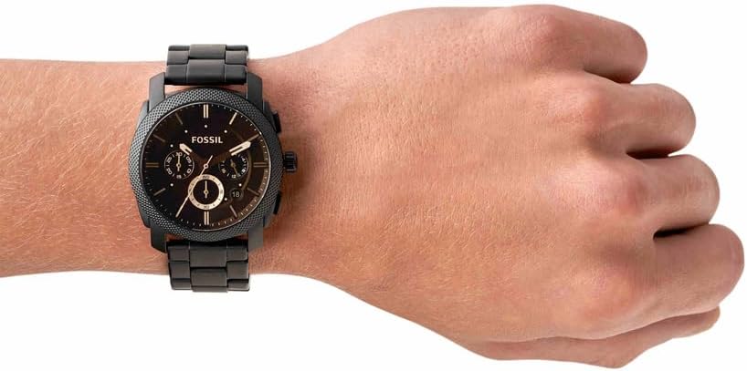 Detalle de Fossil Machine Watch da Uomo, 45 mm, movimento al quarzo cronografo con cinturino in acciaio inox