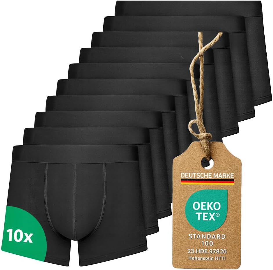 Detalle de Calosy Boxershorts Herren 10er Pack – atmungsaktiv, 95% Baumwolle, ohne kratzendes Etikett