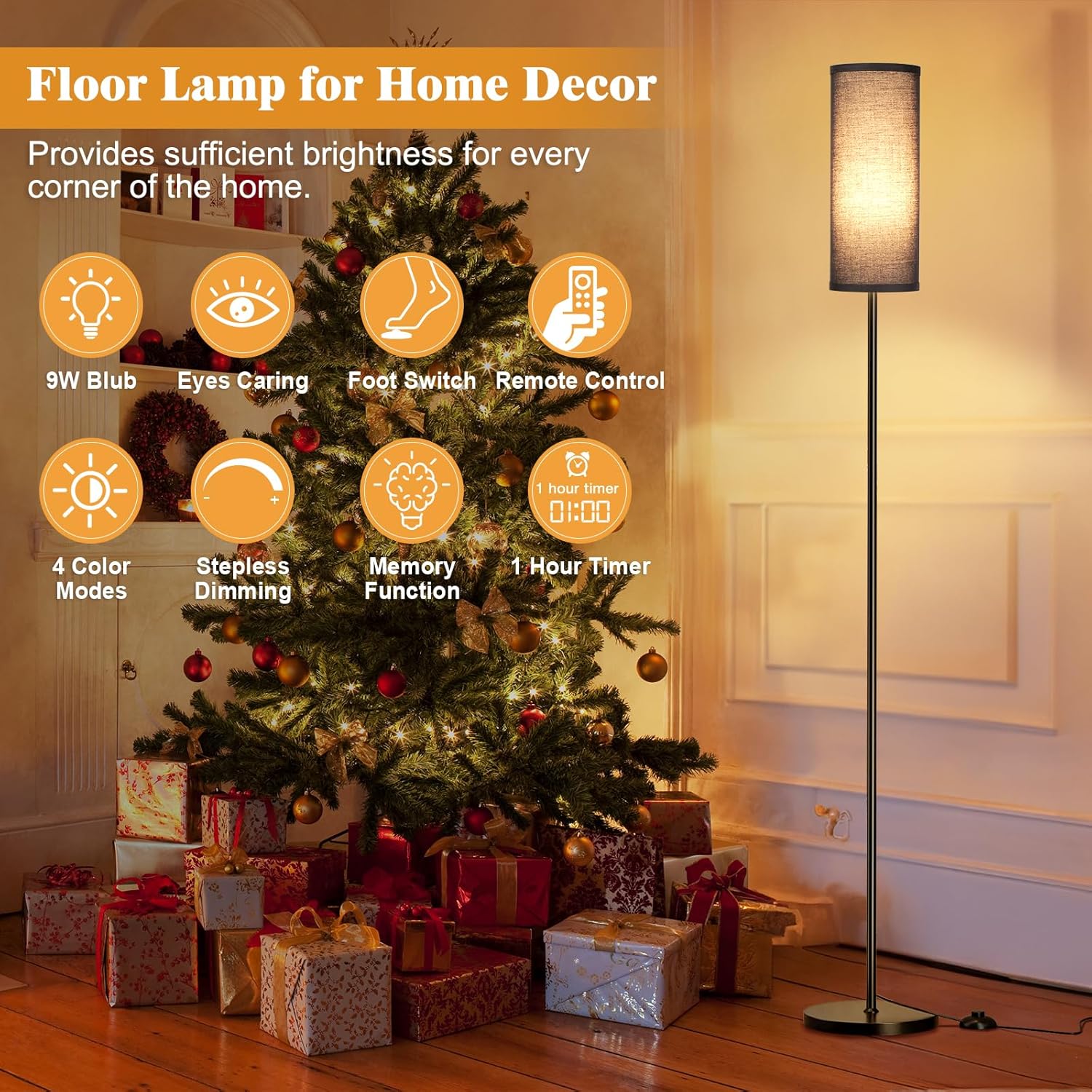 Thumbnail 3 de Aooshine Floor Lamp dimmable 3‑colour temps with remote 🛋
