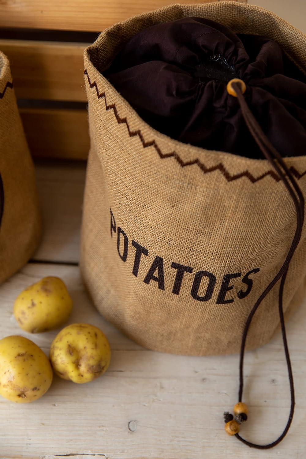 Thumbnail 5 de KitchenCraft Natural Elements aardappelzak van jute, 5 liter, met verduisterende voering