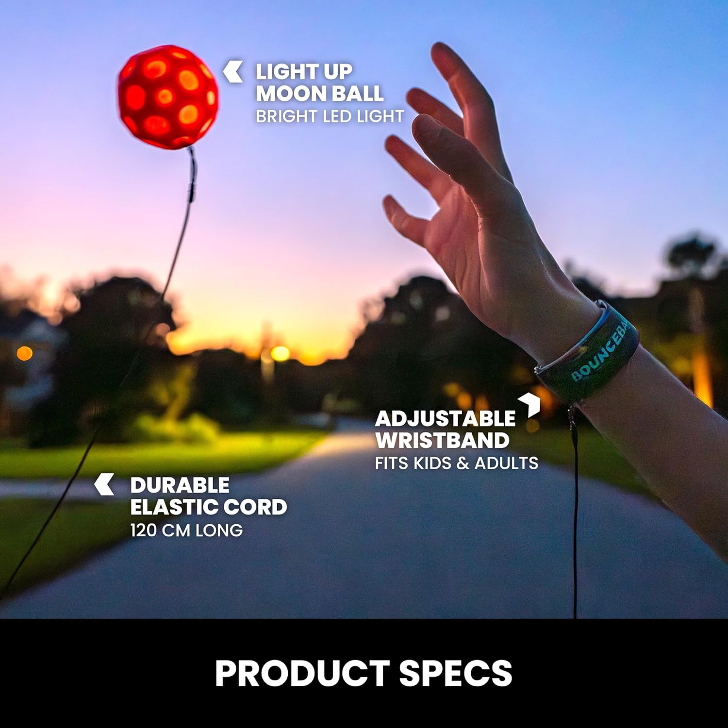 Detalle de Waboba LED Bounceback Moon Ball with Wrist Strap (Blue)