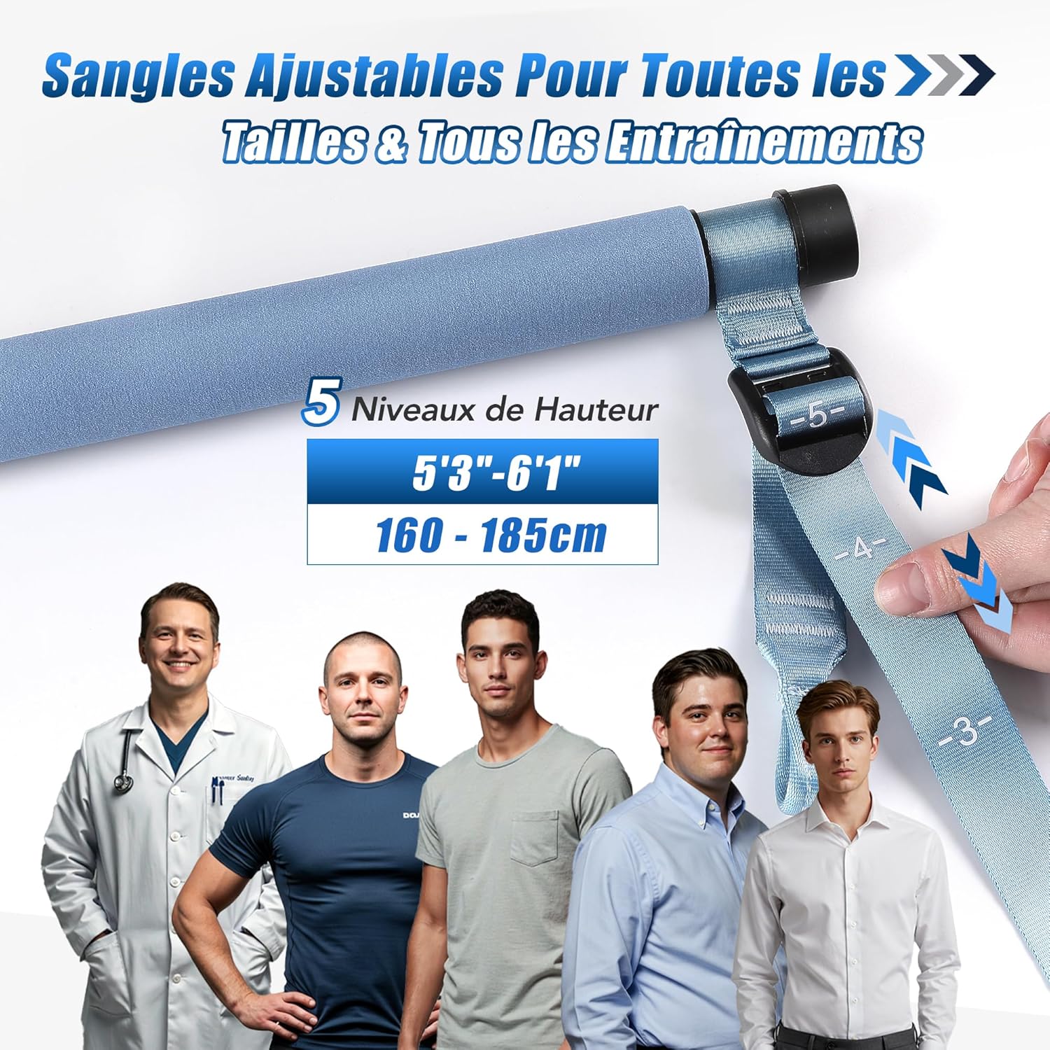 Thumbnail 5 de ALongSong Elastiques Musculation Sport Maison – Kit Barre de Pilates avec 6 Bandes de Résistance et Ancrage de Porte