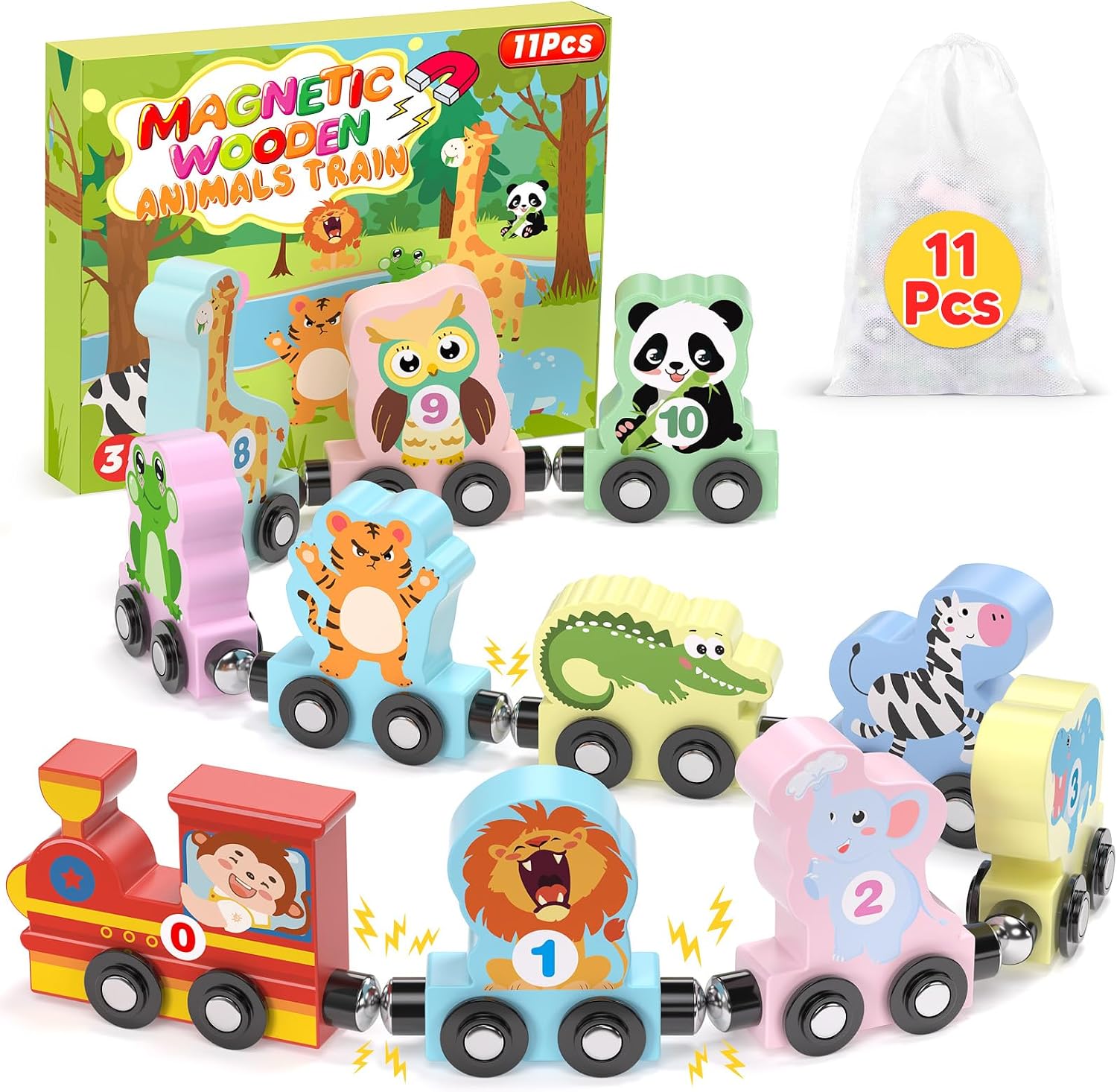 Detalle de 11-Pc Magnetic Train Set Montessori