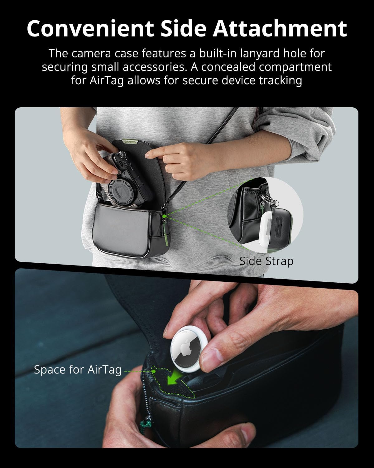 Thumbnail 5 de SACOCHE COMPACTE SMALLRIG pour APPAREIL PHOTO – Bandoulière et Étui Magnétique en Cuir PU pour Ricoh Série GR (Noir) – Réf. 5673