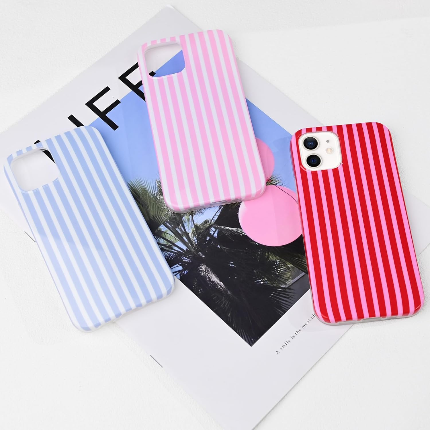 Detalle 2 de SleekCover for iPhone 12/12 Pro 6.1-inch Pink Striped TPU Case