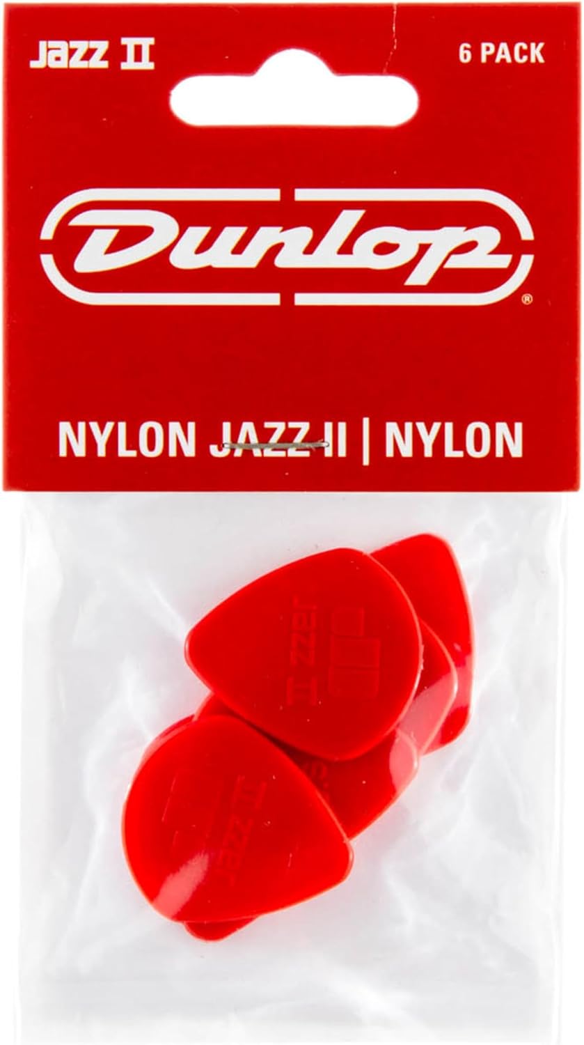 Detalle de Jim Dunlop 47R1S Stiffo-Round gitarrplektrum i svart nylon