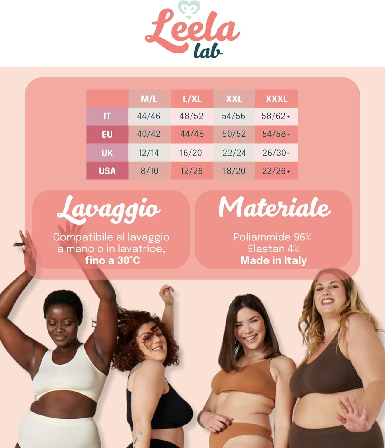Thumbnail 4 de LEELA LAB Bralette Donna Taglie Forti - senza ferretto, seamless, Made in Italy