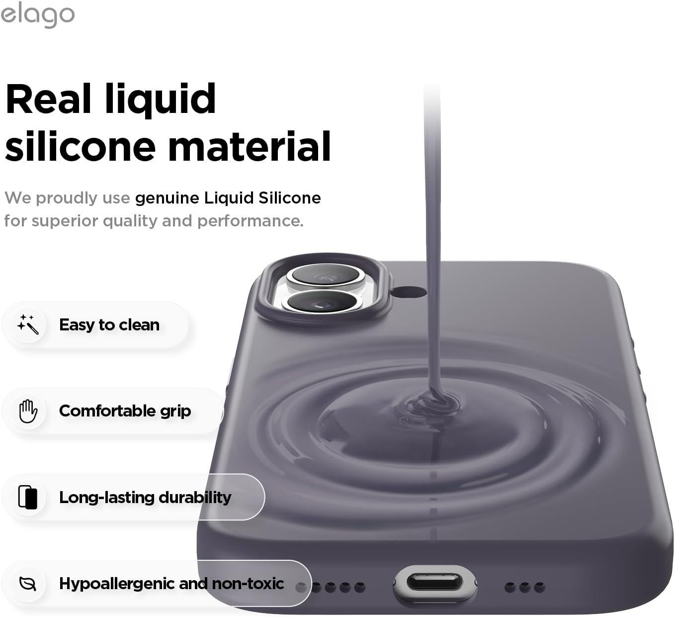 Detalle de elago Cover Magnetica in Silicone Liquido per iPhone 17 (6,3) – Compatibile MagSafe, Lavanda Intensa