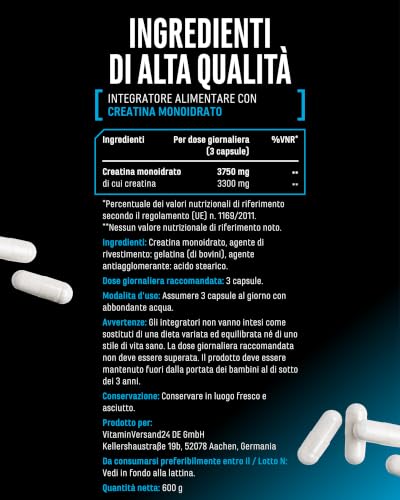 Detalle de GEN GERMAN ELITE NUTRITION Creatine Ultra Caps® - 420 Capsule: creatina monoidrato di alto dosaggio per chi cerca purezza