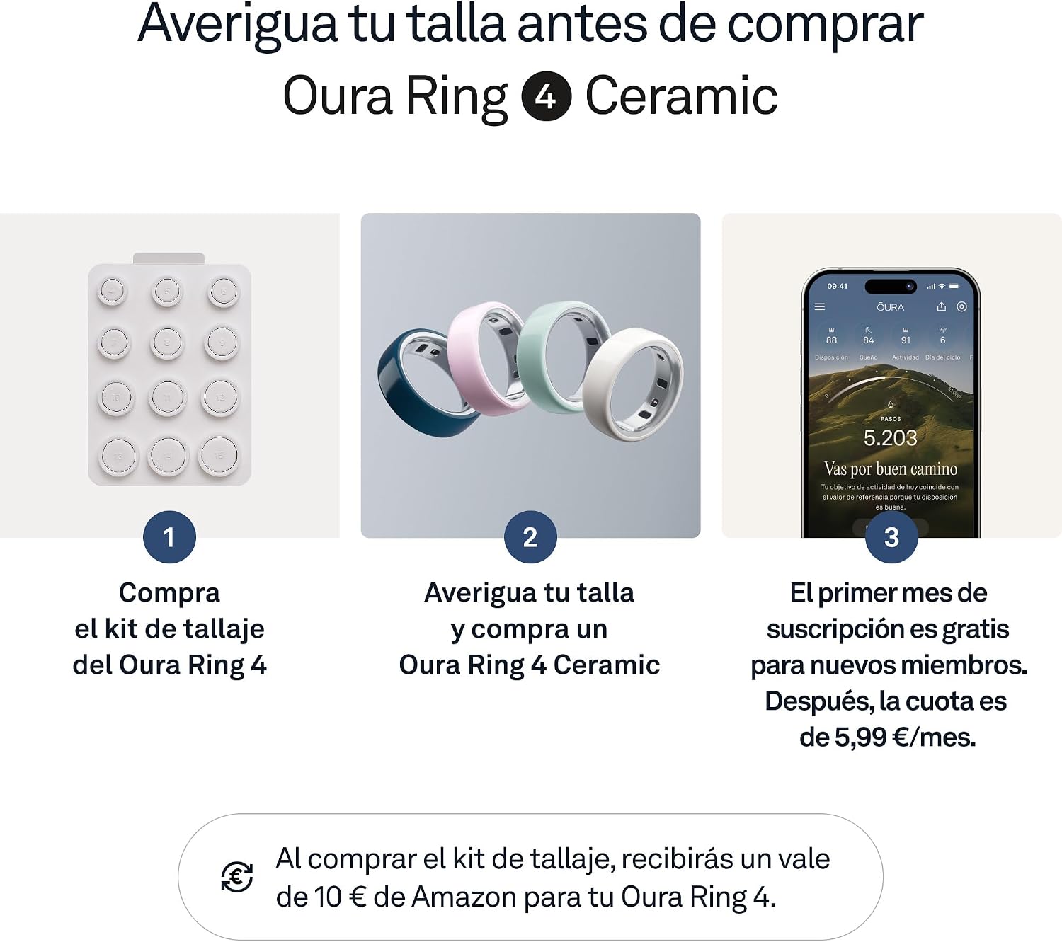 Thumbnail 2 de Oura Ring 4 Ceramic Cloud (Talla 8) – Averigua tu talla con el Kit de Tallaje