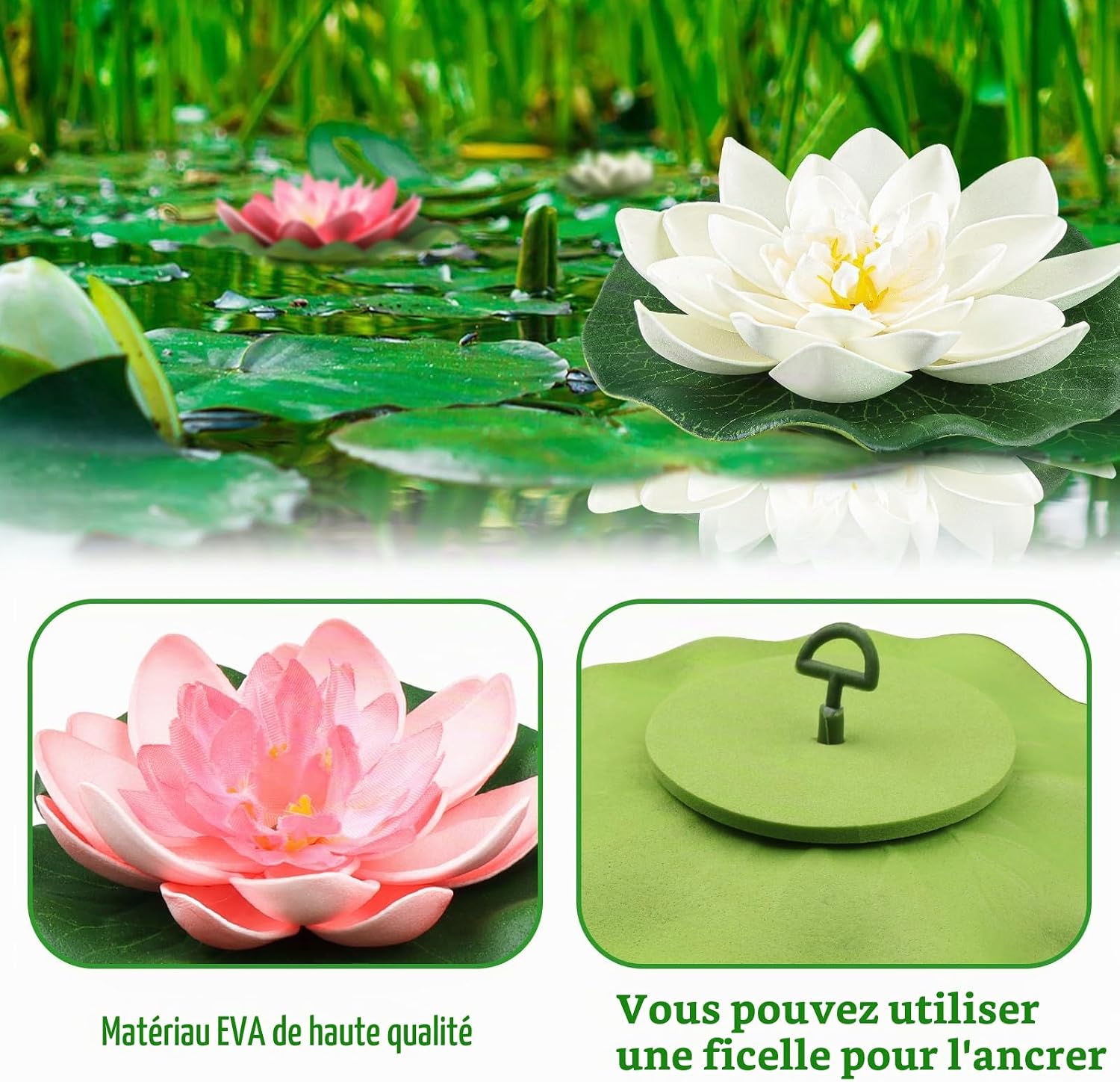 Thumbnail 2 de QUOZUO 1216-QEUQU drijvende kunstmatige lotusbloemen van schuim, set van 10