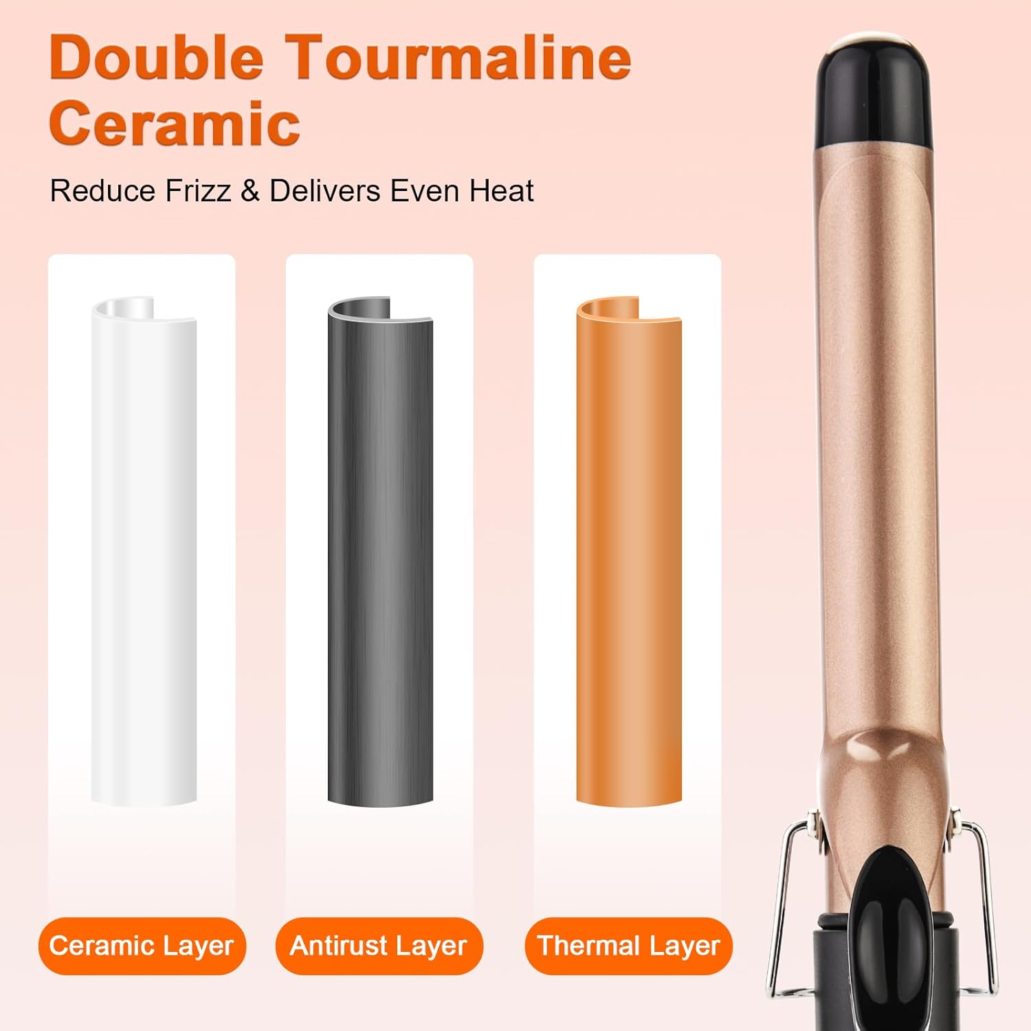 Detalle de 25mm tourmaline ceramic curling tongs