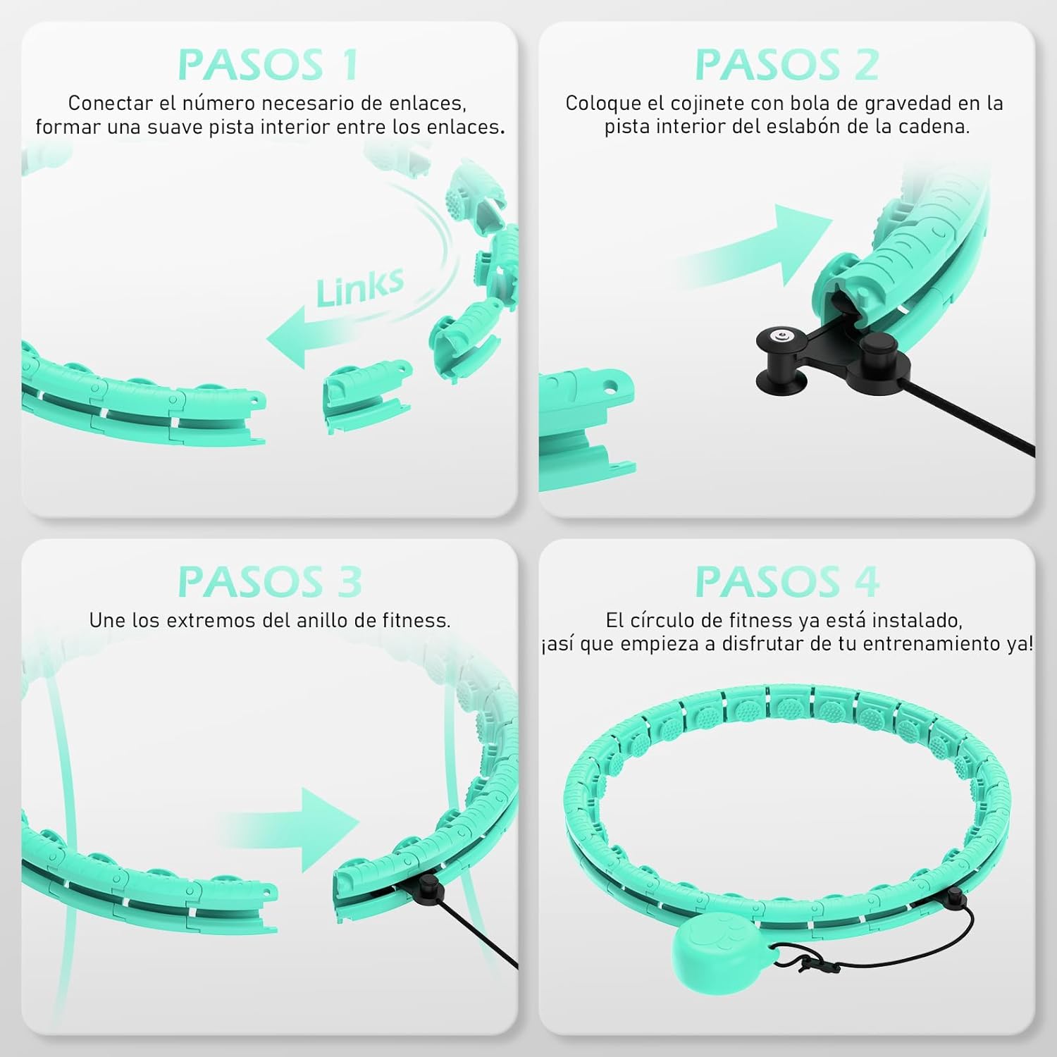 Thumbnail 6 de JLoibao Smart Hula Hoop Fitness 24 anillos