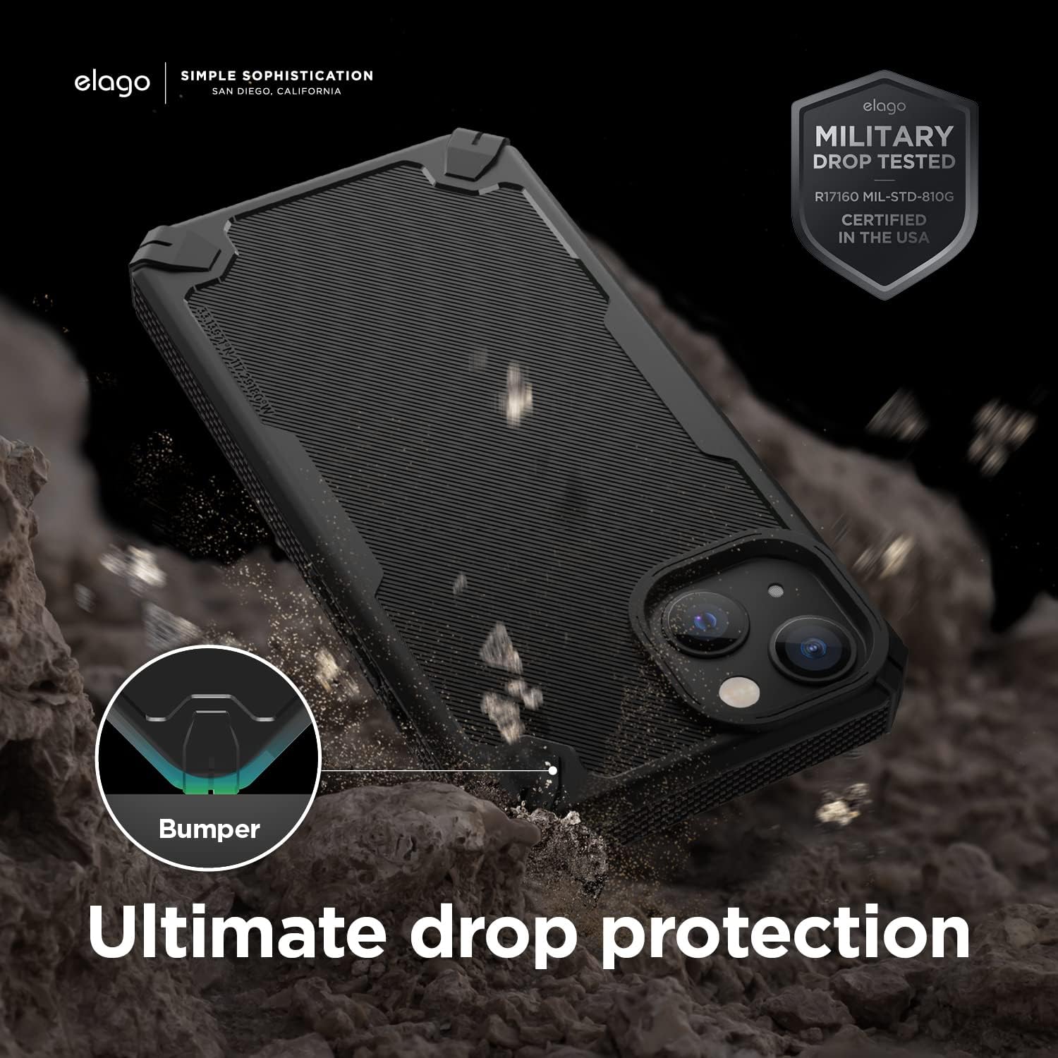 Thumbnail 3 de elago Armor Cover per iPhone 13 (6,1") con protezione antiurto e fibra di carbonio, TPU premium (Nero)