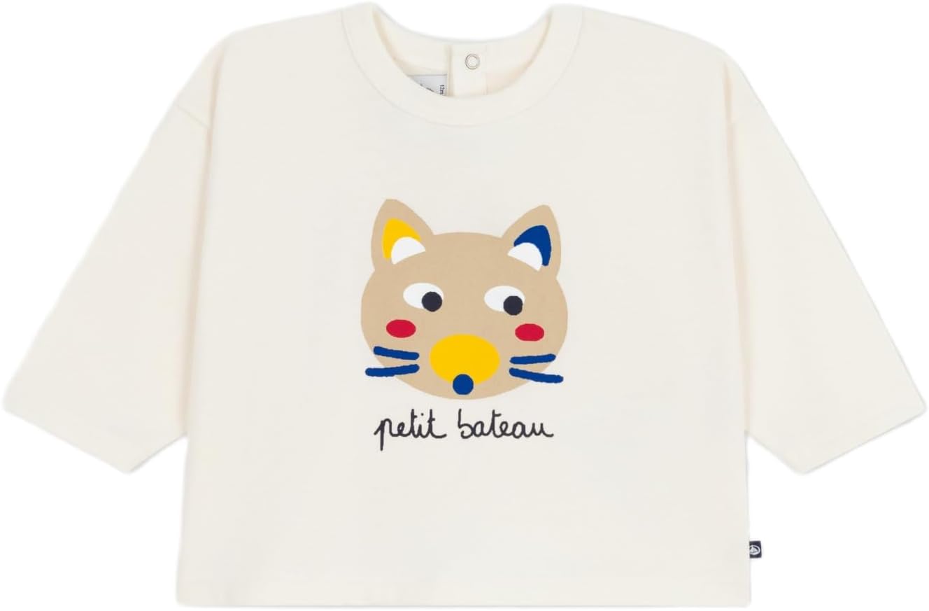 Thumbnail 4 de Petit Bateau Abbigliamento Giorno Unisex-Bimbi: Maglietta in cotone a maniche lunghe con motivo gatto