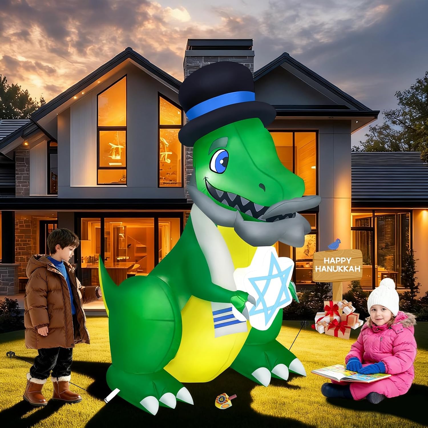Thumbnail 6 de Kalolary K511 Hanukkah Inflatable Dinosaur with Multicolor LEDs, 5-Foot