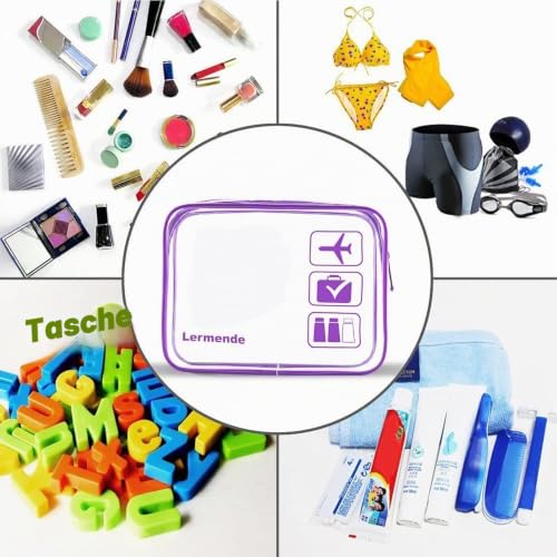 Detalle de Lermende Transparente TSA-Kulturtasche PVC, wasserdicht – 2er-Set