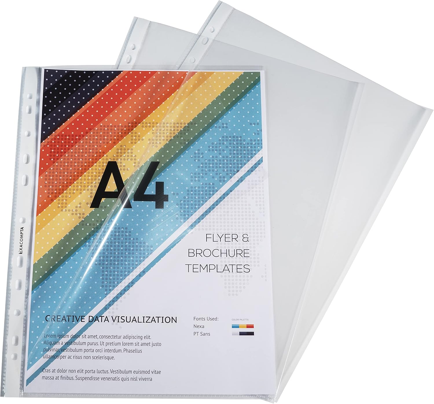 Detalle de Exacompta 5800E – Boîte de 100 pochettes perforées en Polypropylène, A4, 2 ouvertures