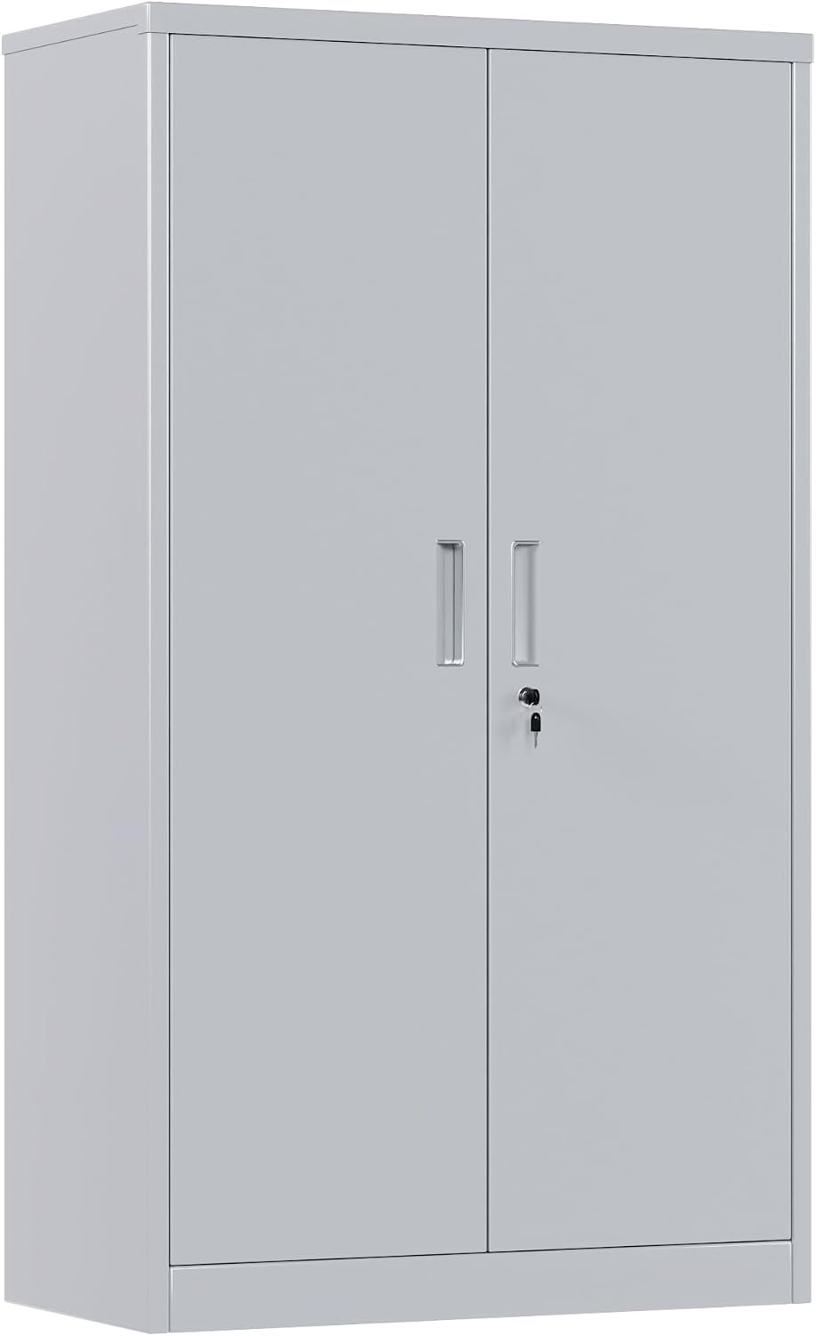 Detalle de SUPEER Metal Storage Cabinet with 2 Doors and 3 Adjustable Shelves (140 x 80 x 40 cm) in Grey