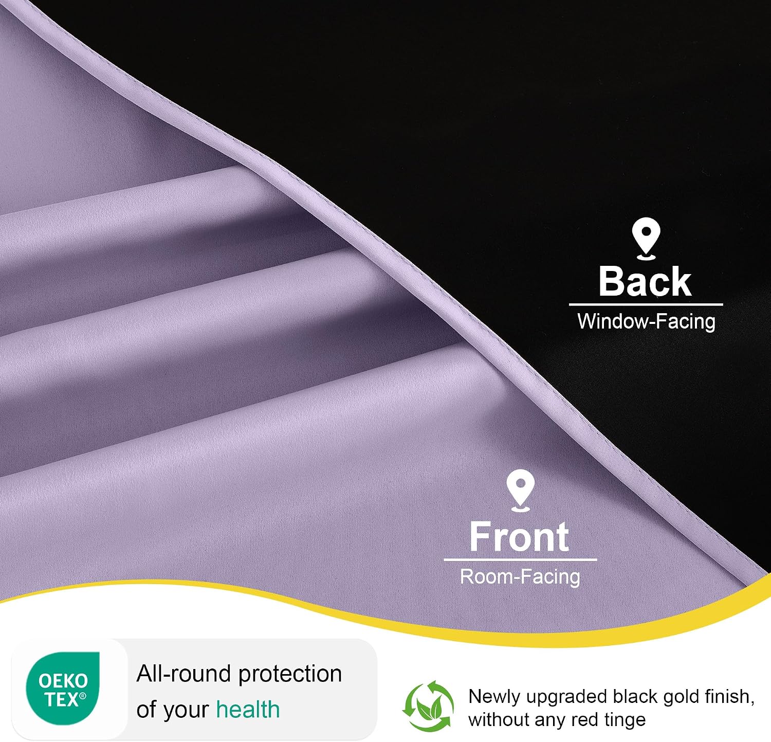 Detalle 2 de NICETOWN NTUSCGM147SD2-ALL Blackout Curtains, Lavender Purple, 42 x 84 in
