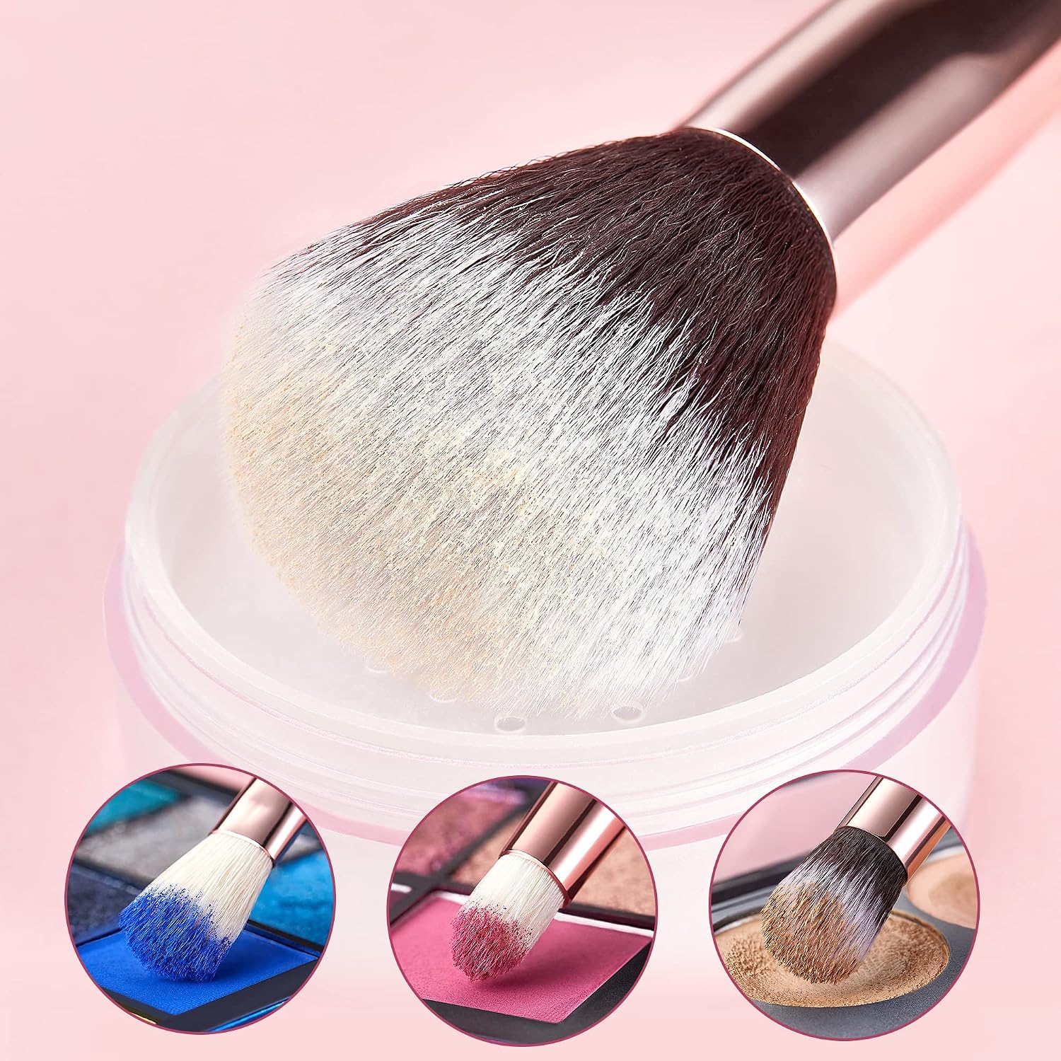 Detalle de Jessup Pinceaux Maquillage 25 pièces T155 (cheveux synthétiques et naturels, noir/rose)