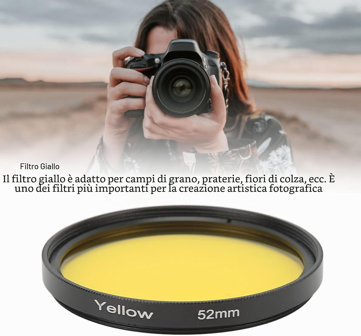 Thumbnail 3 de Akozon Filtro per Fotocamera Slim 52 mm – Filtro obiettivo in vetro ottico, telaio in lega di alluminio, effetto dreamy (giallo)