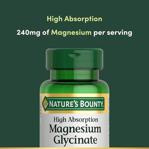 Detalle de Nature’s Bounty High Absorption Magnesium Glycinate 240 mg: Support for Muscle, Heart, Nerve & Bone Health