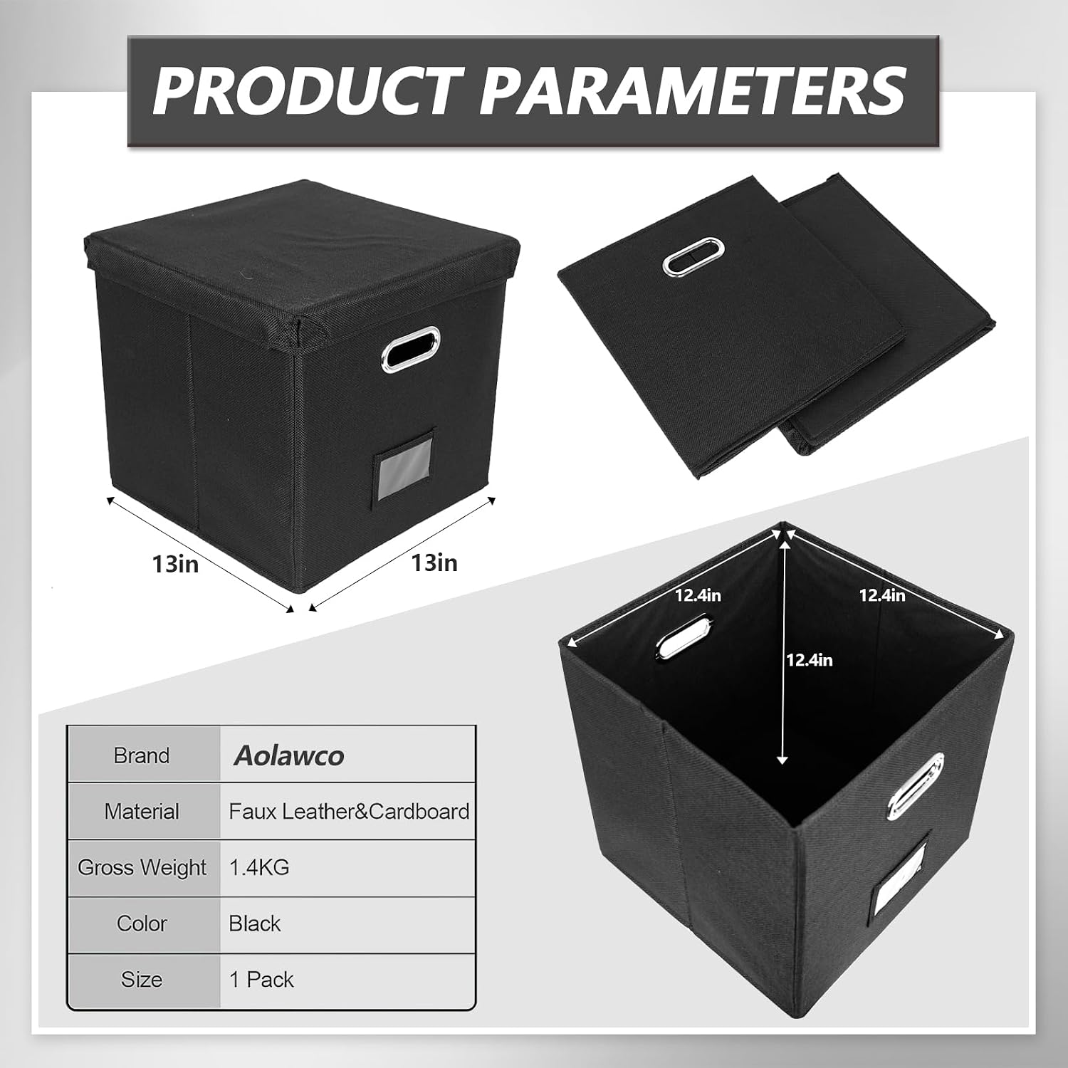Thumbnail 6 de Aolawco 12-inch Vinyl Record Storage Box (folding, up to 100+ records) – Black